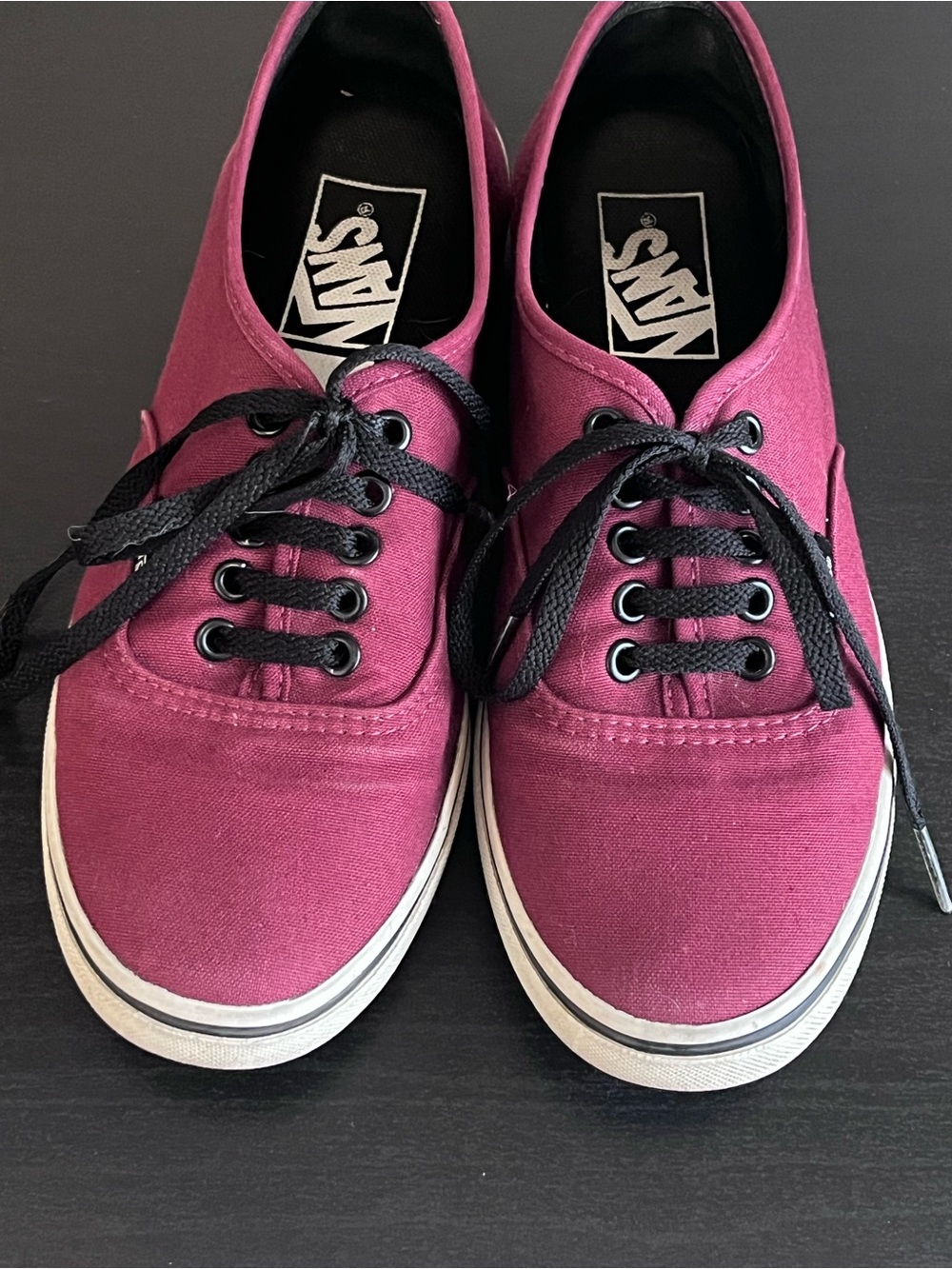 Vans Low Top Canvas Sneakers in Burgundy with Black Accents